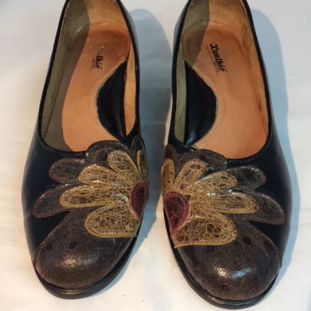 Xanthe Bouttier Comfy Brown Flower Wedge Shoe 9.5